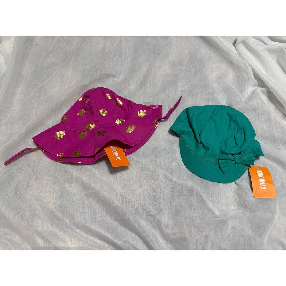 Lot of 2 Gymboree Girls Hat NWT 12-24 mo 2T 3T Teal Pink Elephants Baby Toddler